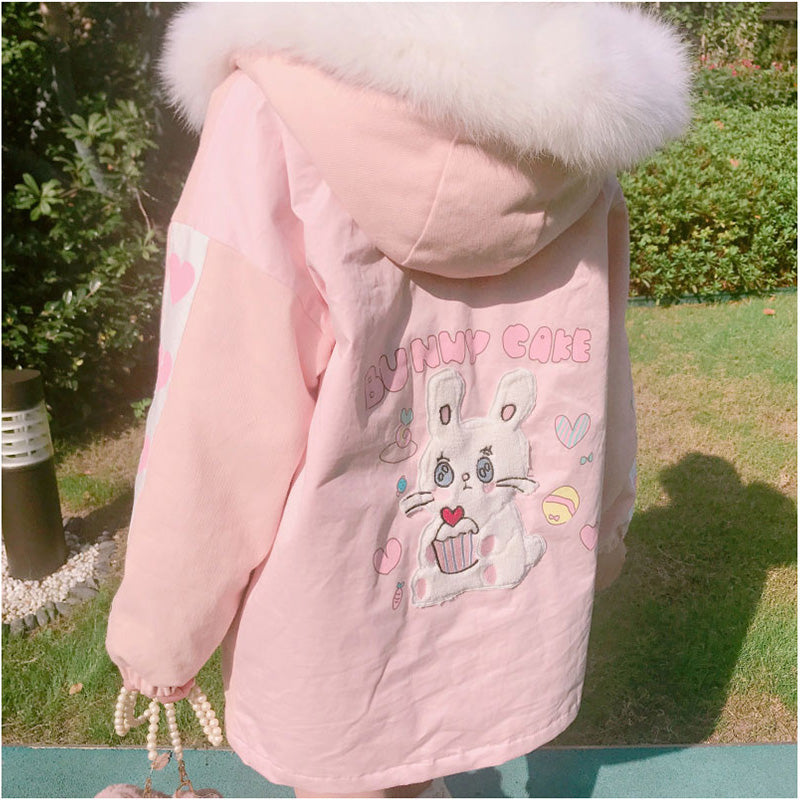 Bunny Cake Fur Trim Winter coat★