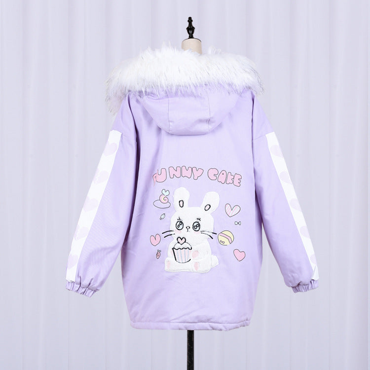 Bunny Cake Fur Trim Winter coat★