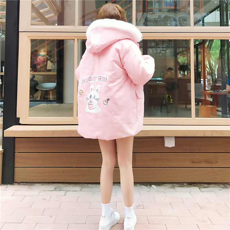 Bunny Cake Fur Trim Winter coat★