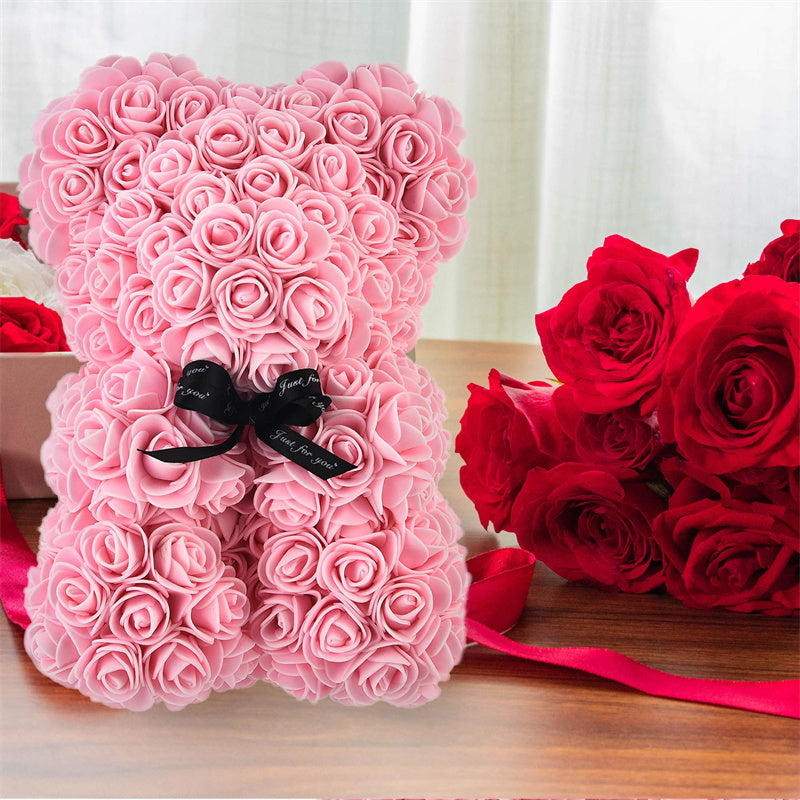 Valentine's Day Gift Rose Bear Eternal Flower Rose Teddy Bear PE Foam Bear 25cm Valentines Day